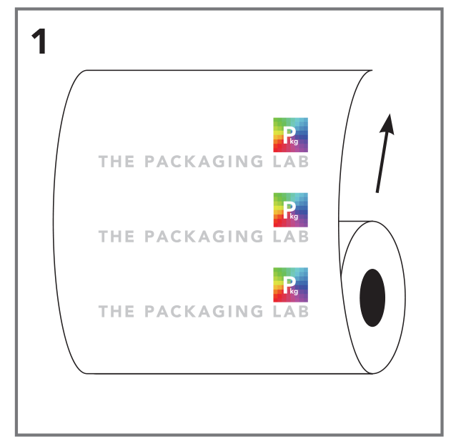 Vector of a roll stock film with The Packaging Lab logo